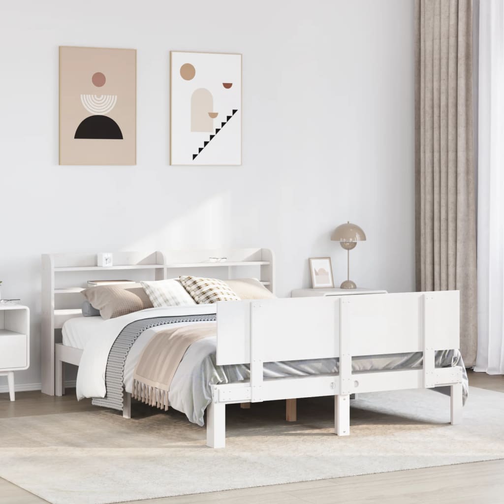 Bed Frame with Headboard without Mattress White 135x190 cm Double